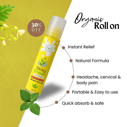 Stay fresh Aromatherapy Roll on for Migraine | Sinus | Cervical | Body - Ayutri